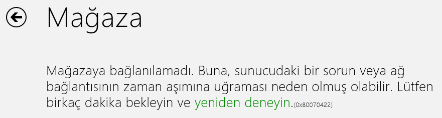 Windows 8 Mağazaya Bağlanılamadı Hatası